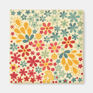Aimant Retro. Motifs floraux