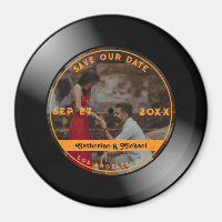 Retro Music Vinyl Record Photo Mariage Round