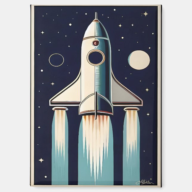 Aimant Retro Navette Spatiale des Années 50 Âge Spatial (Recto)