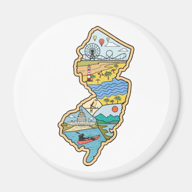 Aimant Retro New Jersey Cape May Atlantic City Souvenir (Devant)