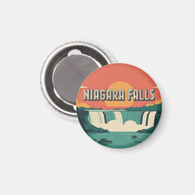 Aimant Retro Niagara Falls Sunset Keychain  (Recto/Verso)