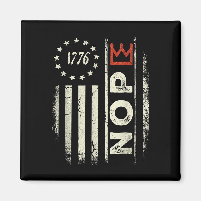 Aimant Retro No Kings Protest Sign Vertical American Flag (Devant)