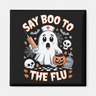 Aimant Retro Nurse Ghost Halloween Vaccine Dit Boo À