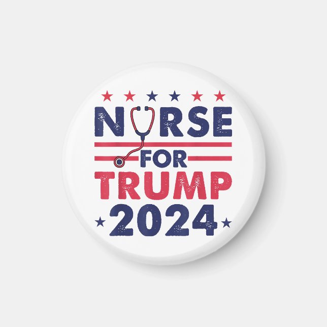 Aimant Retro Nurses For Trump 2024 America Stars Drapeau  (Devant)