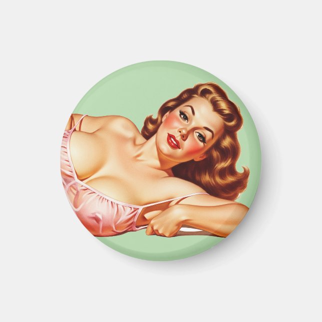 Aimant Retro Old School Pin-up girl Art (Devant)