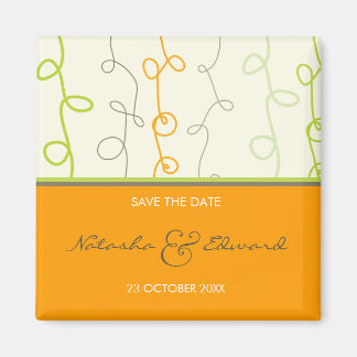 Aimant Retro Orange Green Fun Scribbles Enregistrer La Da