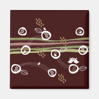 Aimant Retro Ows Famille Cute Whimsical Stripes Nest Fun