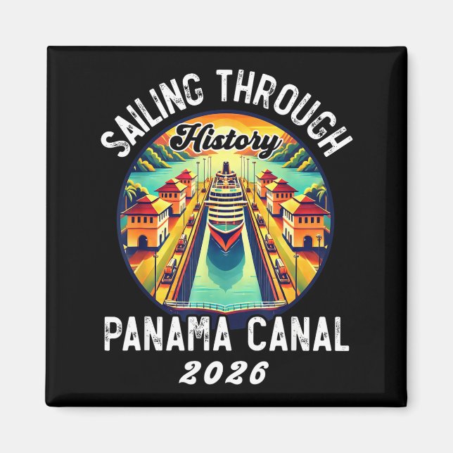 Aimant Retro Panama C Panama Waterway Sailing Cruising 20 (Devant)