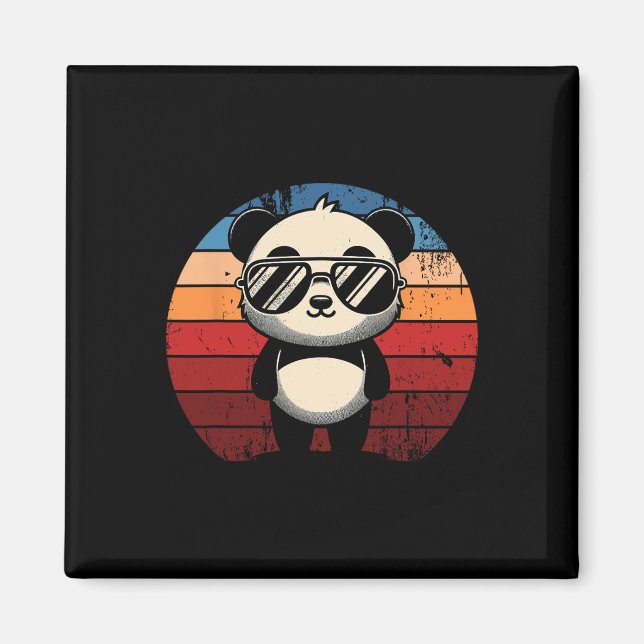 Aimant Retro Panda Dans Sungles Bbq Pool Party Drôle Pand (Devant)