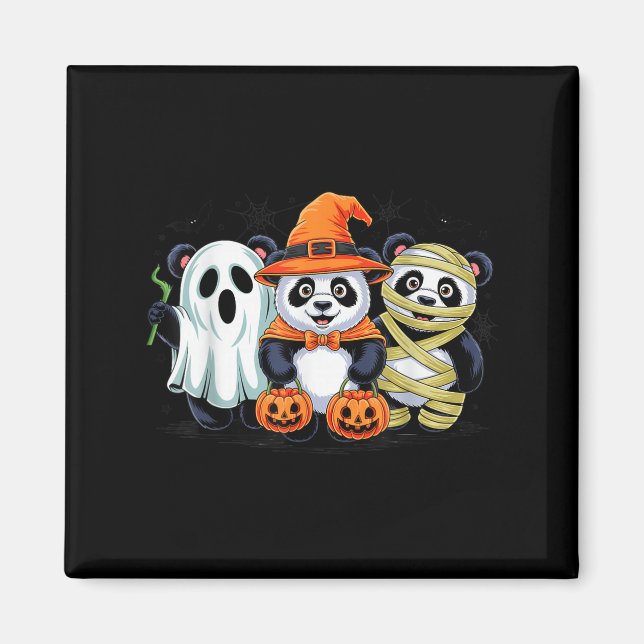 Aimant Rétro Panda Witch Y Halloween Citrouilles Hommes K (Devant)