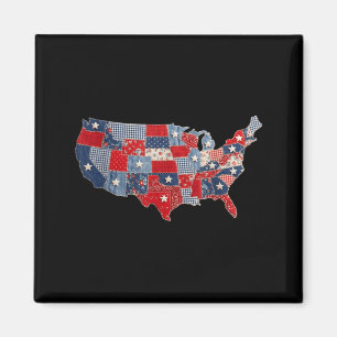 Aimant Rétro patriotique carte usa patchwork vintage amer