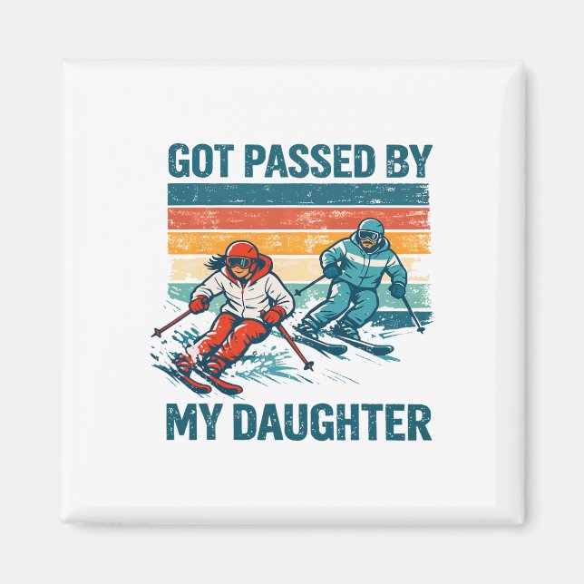 Aimant Rétro Piégé Par Ma Fille Drôle De Ski Amour De Ski (Devant)