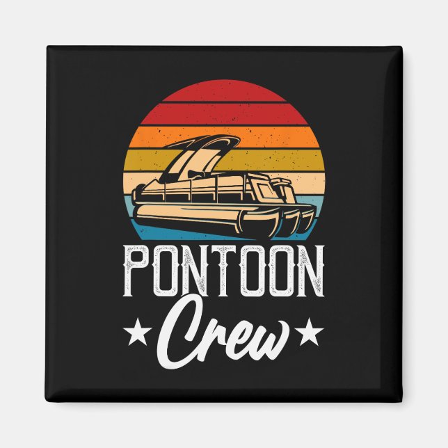 Aimant Rétro Pontoon Crew Hommes drôle Bateau Capitaine B (Devant)