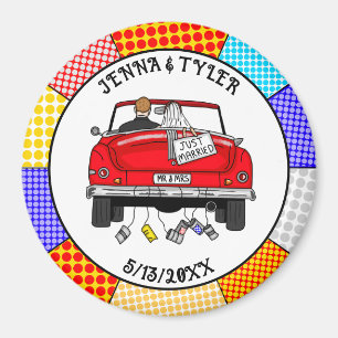 Aimant Retro Pop Art Mr & Mrs.   Je viens de me marier