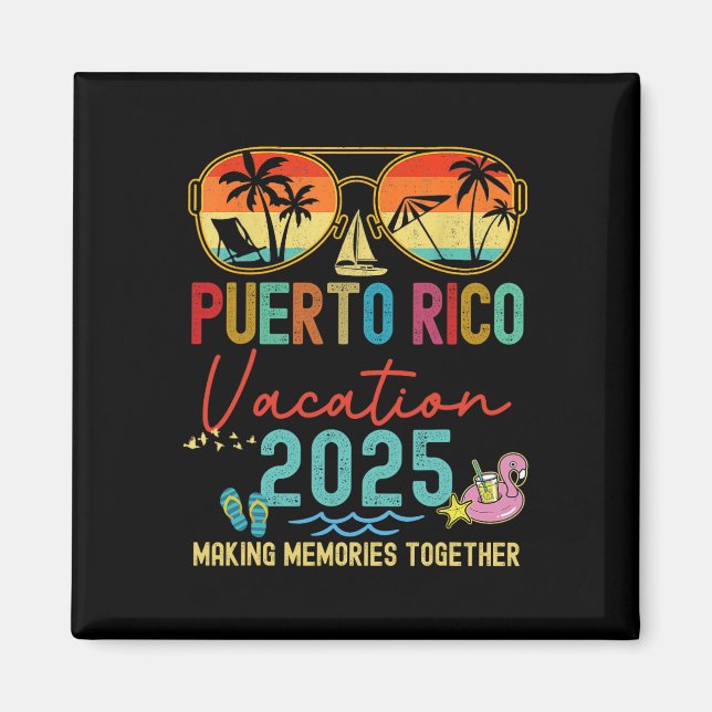 Aimant Retro Porto Rico Vacation 2025 Matching (Devant)