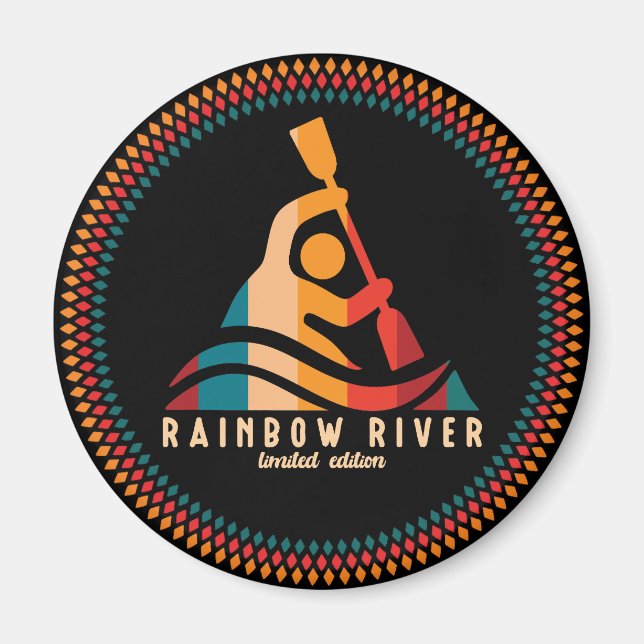 Aimant Retro Rainbow River Kayak (Devant)