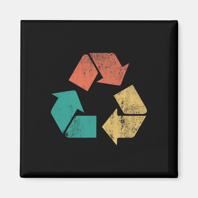 Aimant Retro Recycle Logo Protéger la nature Jour des ter (Devant)