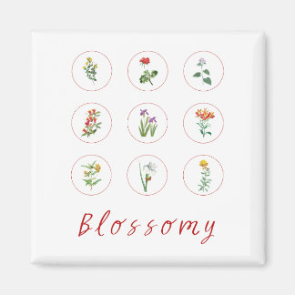 Aimant Retro Rouge Vintage Hibiscus Blossom Design collag