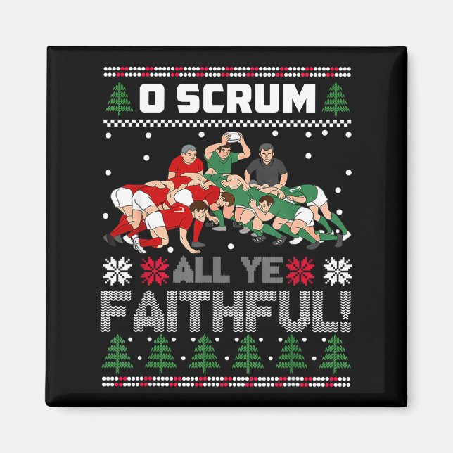 Aimant Retro Rugby O Scrum All Ye Faithful Ugly Merry Chr (Devant)