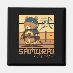 Aimant Retro Samurai Teddy japonais Art parfait pour Anim