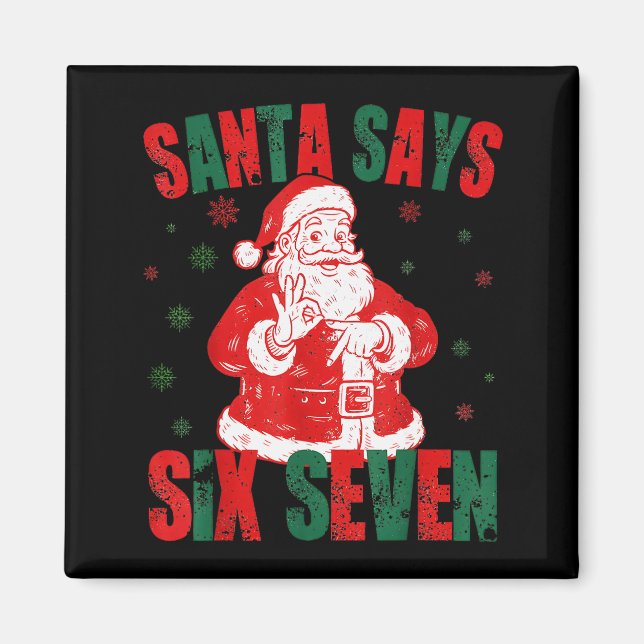 Aimant Retro Santa dit Six Seven 67 Meme Noël  (Devant)