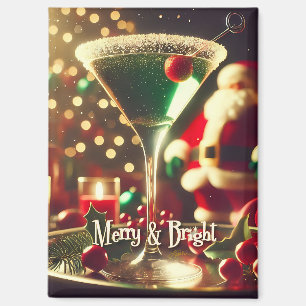 Aimant Retro Santa Noël Martini verte des années 50