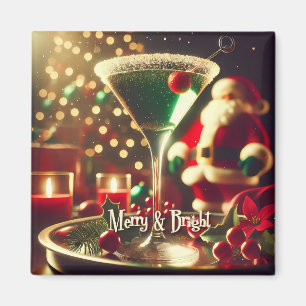 Aimant Retro Santa Noël Martini verte des années 50