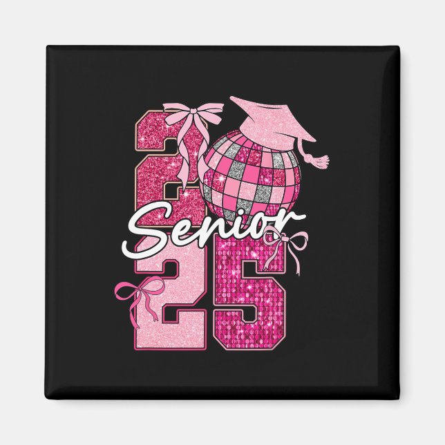 Aimant Retro Senior 2025 Coquette Bow Graduation Cl De 20 (Devant)