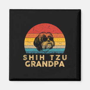 Aimant Retro Shih Tzu Grand-Père Amoureux des chiens Paw 