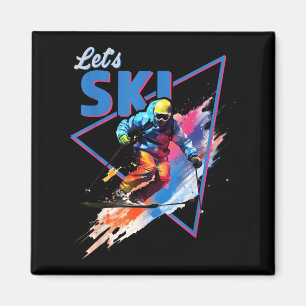Aimant Retro Ski en poudre Ski Vintage Couleur de Ski Ren