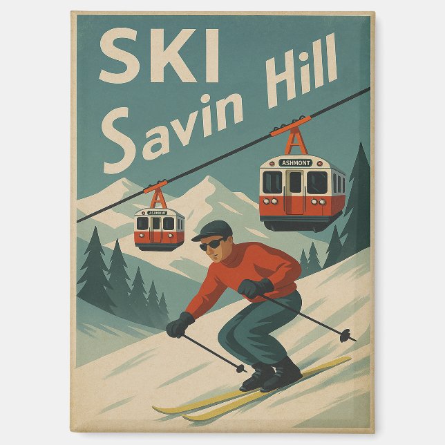 Aimant Retro Ski Savin Hill (Recto)