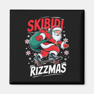 Aimant Retro Skibidi Rizzmas Funny Santa Clause Patinage