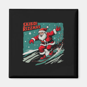 Aimant Retro Skibidi Rizzmas Funny Santa Clause Patinage