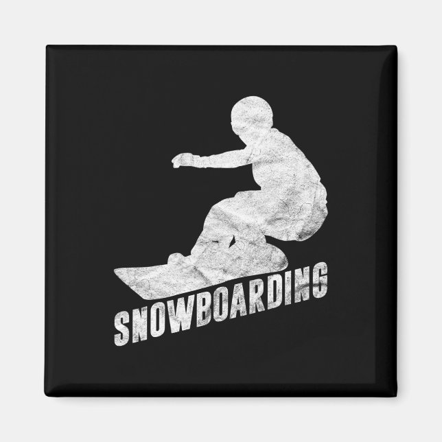 Aimant Retro Snowboard Cadeau Snowboard Silhouette Sno (Devant)