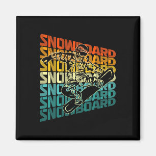 Aimant Retro Snowboard Sports d'hiver Design Vintage Sn