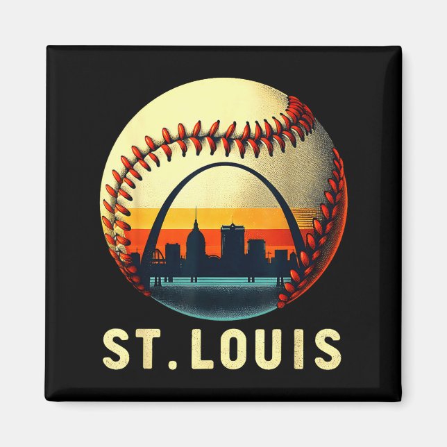Aimant Rétro St Louis Baseball Cité Skyline Jour de Match (Devant)