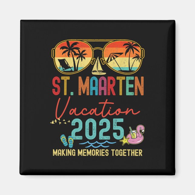 Aimant Retro St. Maarten Vacation 2025 Souvenirs Correspo (Devant)