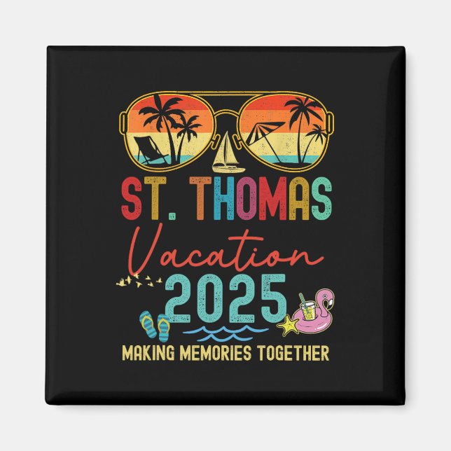 Aimant Retro St. Thomas Vacation 2025 Souvenirs correspon (Devant)