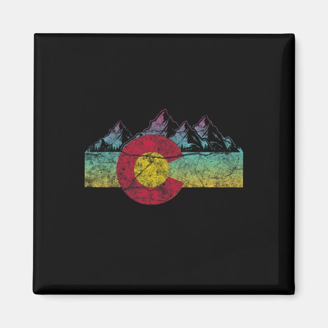 Aimant Retro State Flag Colorado Rocky Mountains Skiing A (Devant)
