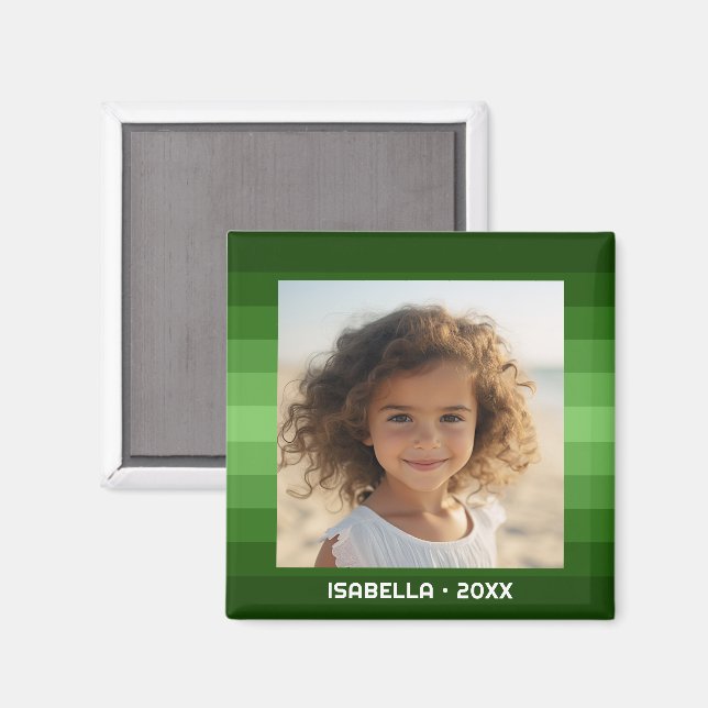 Aimant Retro Stripes - Christmas Green - Simple Photo (Recto/Verso)