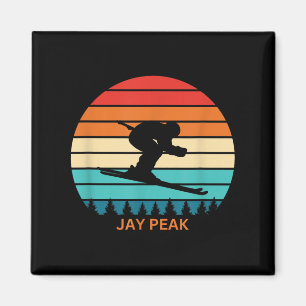 Aimant Retro Sunset Jay Peak Vermont Skieur