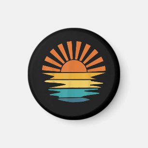 Aimant Retro Sunset Rays Wavy Vintage Retro Sunshine Sun