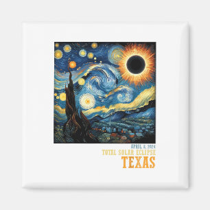 Aimant Rétro Total Solaire Eclipse 2024 Texas Pour Hommes