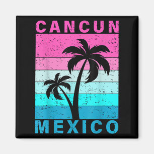 Aimant Retro Tropical Sunset Cancun Beach Mexique Été V