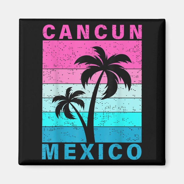 Aimant Retro Tropical Sunset Cancun Beach Mexique Été V (Devant)