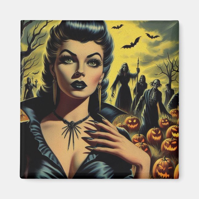 Aimant Retro Vampire Girl (Devant)