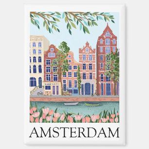 Aimant Rétro Vintage Amsterdam Pays-Bas Architecture