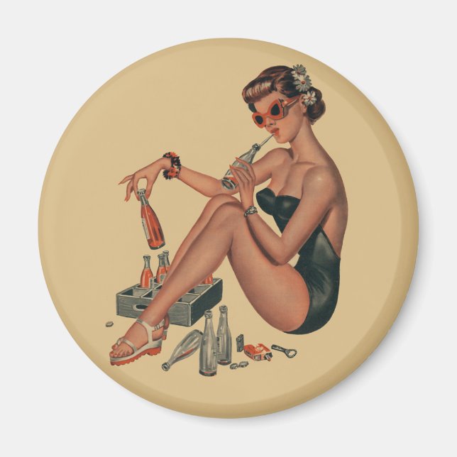 Aimant Retro Vintage pin fille (Devant)
