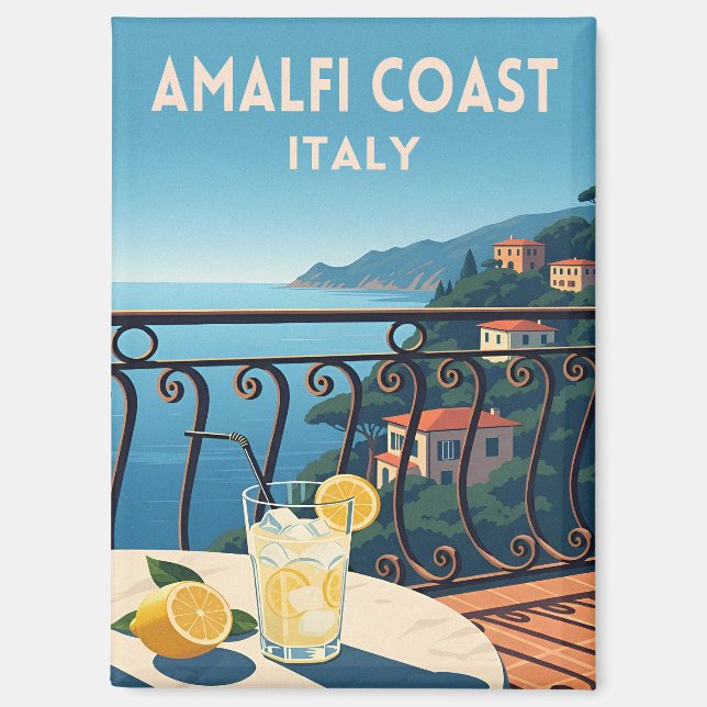 Aimant Retro Vintage Travel Amalfi Coast Italy Landscape (Recto)