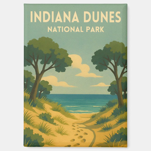 Aimant Retro Vintage Travel Indiana Dunes National Park (Recto)